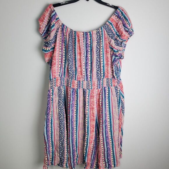 Torrid Colorful Off-the-Shoulder Mini Dress Size 2X - Picture 2 of 10